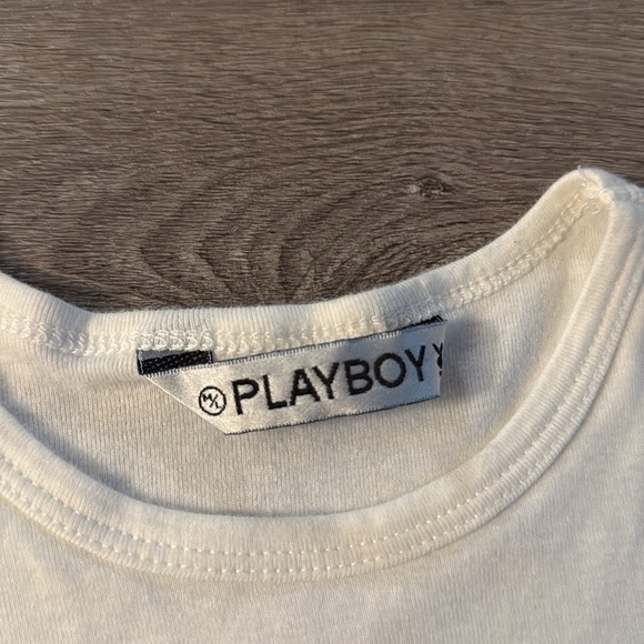Y2k original Playboy White Tee with Pink Bunny Logo baby tee - Picture 3 of 5
